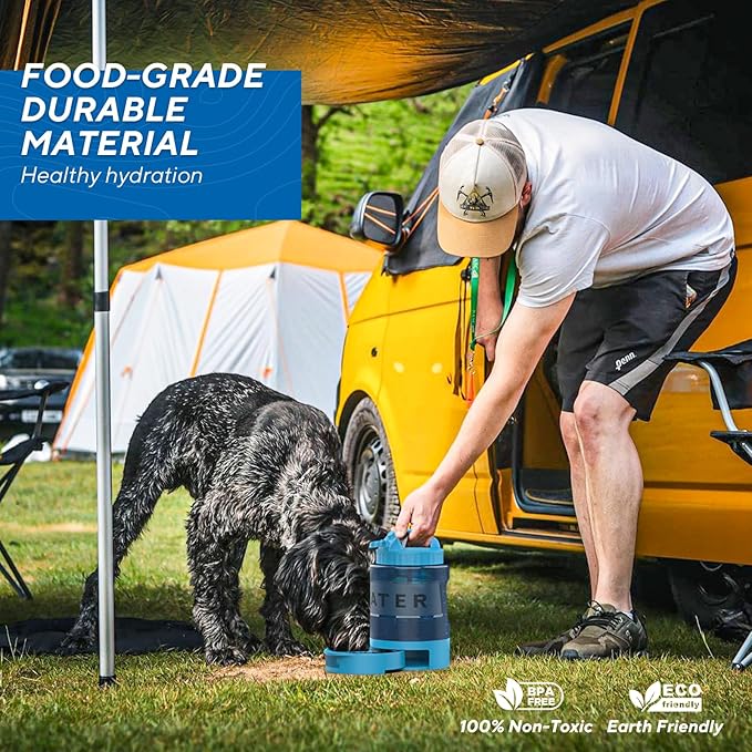 Dog Water Bowl Dispenser 77oz, Large Pet Dog Water Bottle Portable with Pull-Out Travel Water Bowl for Dogs, Portable Water Bowl for Dogs on The Go, Camping Essentials Hiking Traveling Accessories