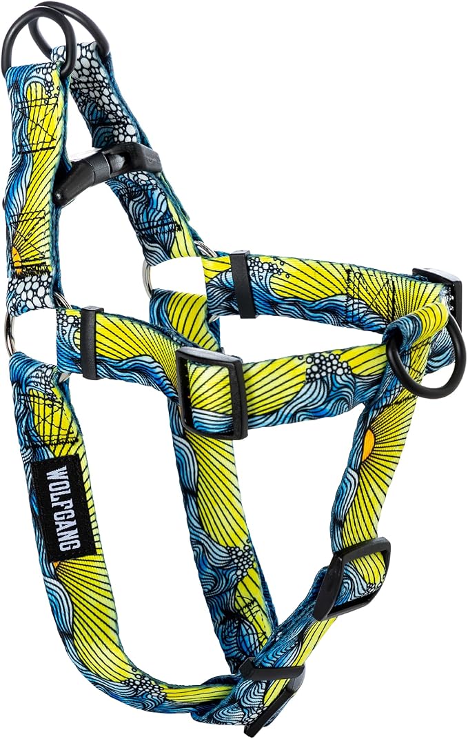 Wolfgang Heavy Duty Adjustable Dog Harness, Pull-Tested to Over 800 lbs for Walking & Training, DawnPatrol Print, Small
