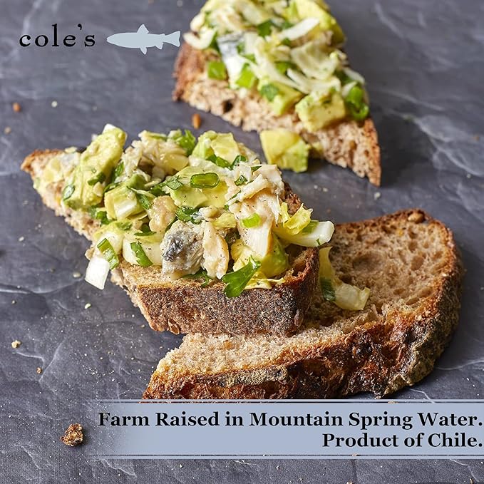 COLE?™S - Smoked Trout Fillet with Extra Virgin Olive Oil | 3.2oz Hand-Packed Canned Fish | High in Protein & Vitamin D | Preservative Free | Pack of 10