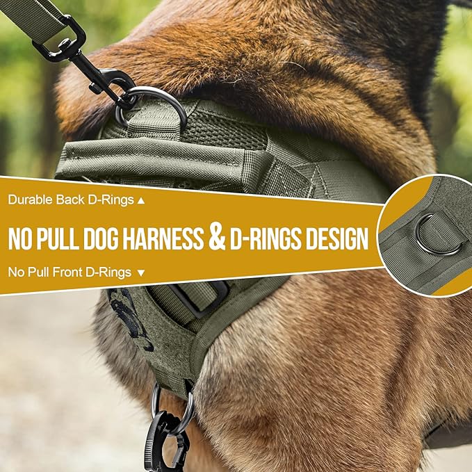 OneTigris No Pull Tactical Dog Harness for Medium Dogs, Aire Mesh Service Dog Harness Breathable Military Dog Molle Vests with Handles, Service Dogs Vest Harness for Walking Hiking Training