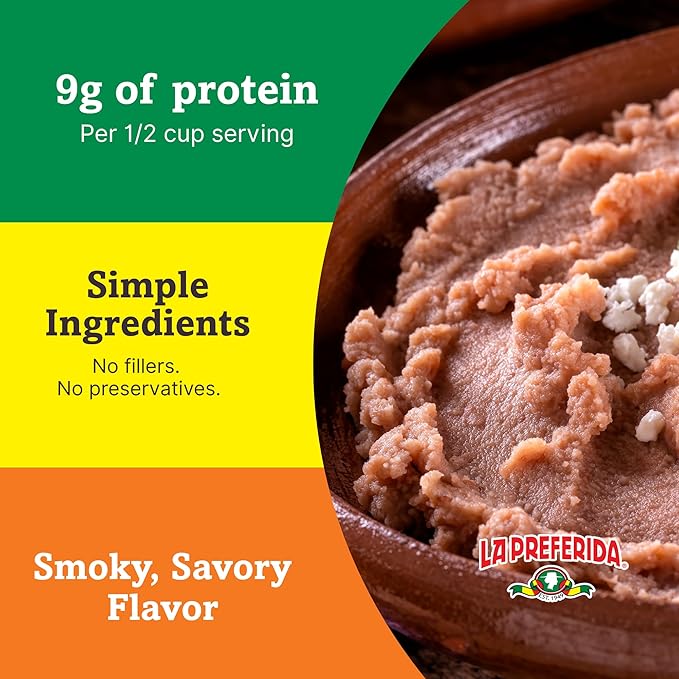 La Preferida Chorizo Refried Beans (Made with Real Pork & Beef, No Preservatives) ??Heat & Serve for an Instant Side Dish or Add to Enchiladas, Tostadas & More,16 oz. (Pack of 12)