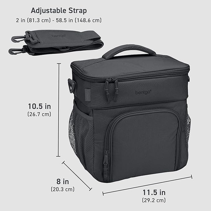 Bentgo Prep Deluxe Insulated Multimeal Bag - Lunch Box Bag, Holds 5 Meals, Premium Insulation up to 8 Hrs, Durable, Water-Resistant - Large Capacity For Adult Meal Prep (Dark Gray)
