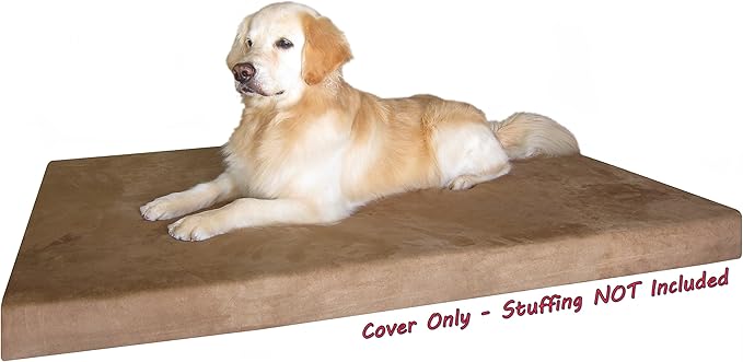 Dogbed4less DIY Pet Bed Pillow Brown Microsuede Duvet Cover and Waterproof Internal case for Dog at 55X47X4 Inch - Covers only