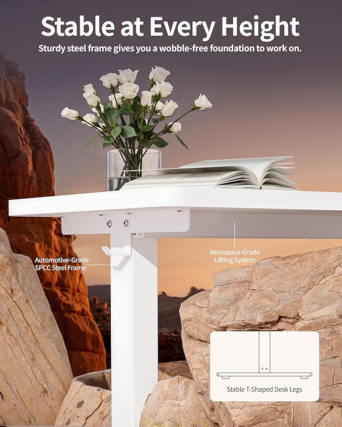 BIZUM Standing Desk Electric Adjustable Computer Desk-Stand up Desk Office Gaming Home Office Memory Desks 48x24 inches White
