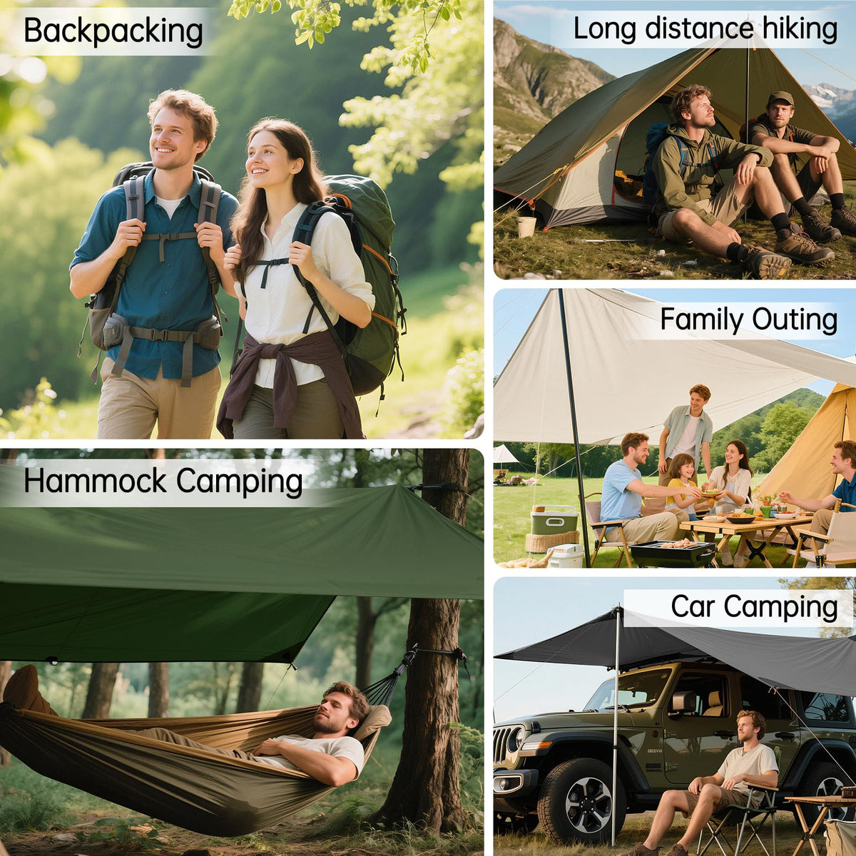 FREE SOLDIER Camping Tarp - 10 x 10.5ft, Waterproof, Camo