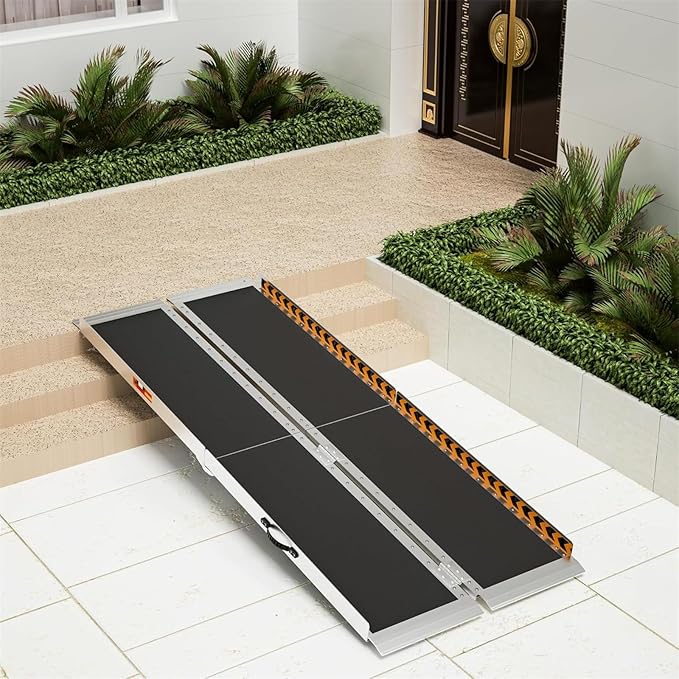 Wheelchair Ramp 7ft, Non-Skid Aluminum Folding Ramps for Wheelchairs for Home Steps, 800 LBS Capacity Handicap Wheel Chair Ramp for Doorway, Homes, Threshold, Entry, Stairs 84" Lx 29.2" Wx2H