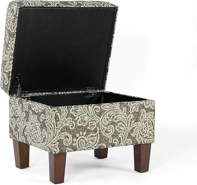 Home Decor | Dinah Collection Modern Storage Ottoman | Ottoman with Storage for Living Room & Bedroom(Brown Jacobean Print)