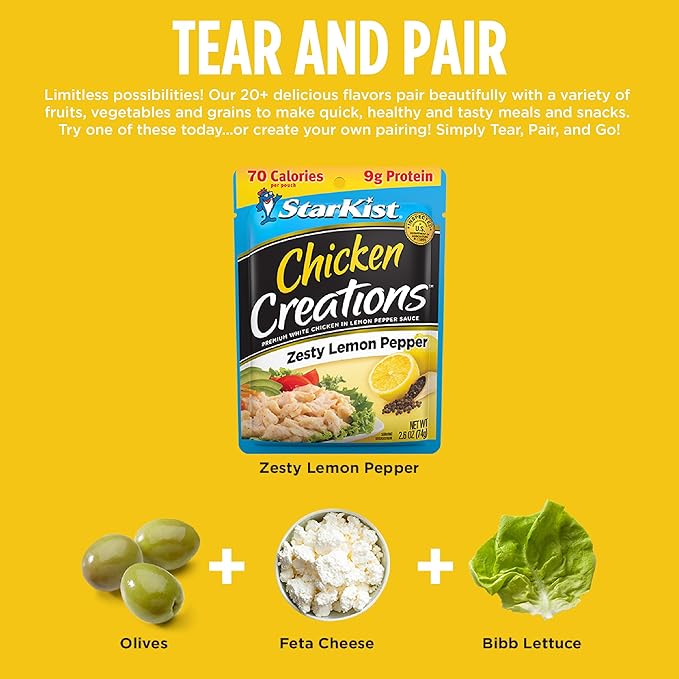 StarKist Chicken Creation Zesty Lemon Pepper, Single Serve Pouch, 2.6 oz