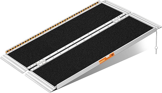 FACHNUO 4 Feet Portable Wheelchair Ramp, Non-Skid Aluminum Handicap Ramps with Handle, Folding Threshold Wheel Chair Ramp for Home Steps, Stairs, Entry, Threshold, Curbs, Stairs, 800LBS Capacity
