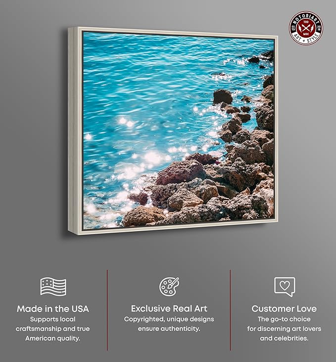 Italian Summer Landscape Photography Canvas Wall Art by Notoriart, Silver Floater Frame, 20"x20"