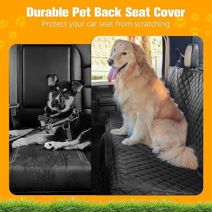 PETICON Dog Car Seat Covers for Ford f150/Ram1500//GMC Canyon/Silverado, Waterproof Pet Back Seat Cover for Trucks, Scratchproof Nonslip Durable Rear Seat Cover for Dogs