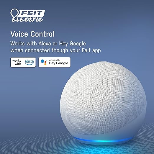 Feit Electric Indoor Smart WiFi Plug Works with Alexa and Google Home, No hub Required, 2.4 Ghz Network Only, Remote Control from Anywhere 15 Amp Smart Outlet Plug, Indoor, White with Night Light