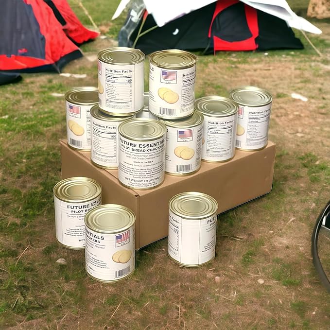 Future Essentials Sailor Pilot Bread Crackers 9.9 Oz per Can Ship’s Biscuit Ready to Eat Survival Food #2.5 Can (12 Servings Each) Pack of 6 Long-Term Emergency Storage Food 30-Year Shelf Life