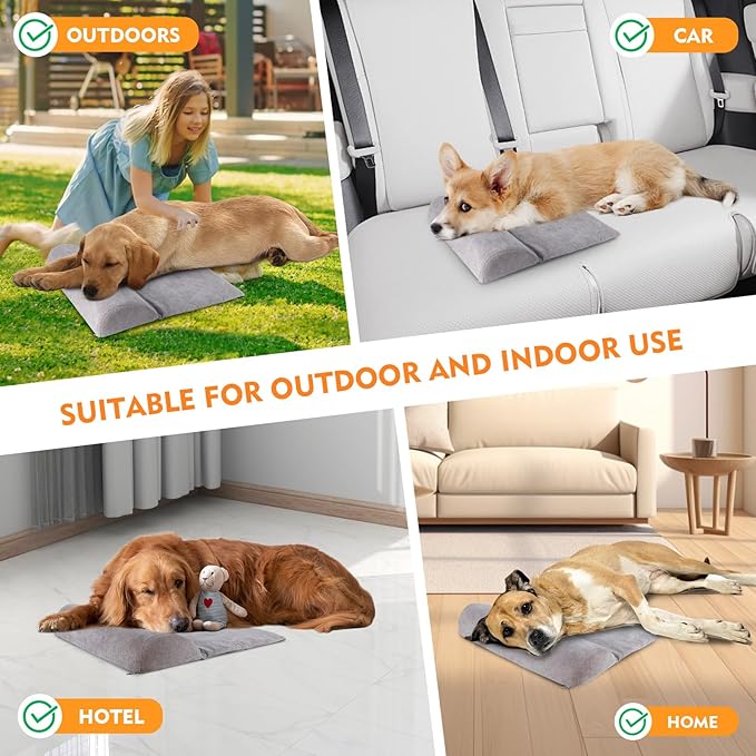 Dog Bolster Pillow with High Resilience Foam, Headrest for Medium Small Dogs, Benefit for Cervical Vertebra and Neck, Easy to Carry, Machine Washable Cover竊낰asy to Clean