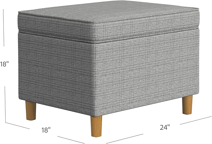Home Decor | Dinah Collection Modern Storage Ottoman | Ottoman with Storage for Living Room & Bedroom(Sage Mini Grid Pattern)
