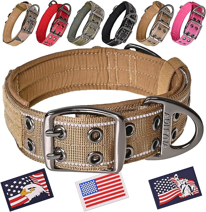 ADITYNA Heavy Duty Dog Collar for Large Dogs - Reflective Collar with Handle for Training, and Walking - Wide, Thick, Tactical, Soft Neoprene Padded