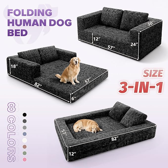 HABUTWAY Convertible Sofa Bed,3-in-1 Folding Futon Sofa Bed with Pillow, Foldable Sleeper Sofa Bed with Removable Cover,Plush Boneless Floor Chair Couch Lounge for Living Room,(King,Black)