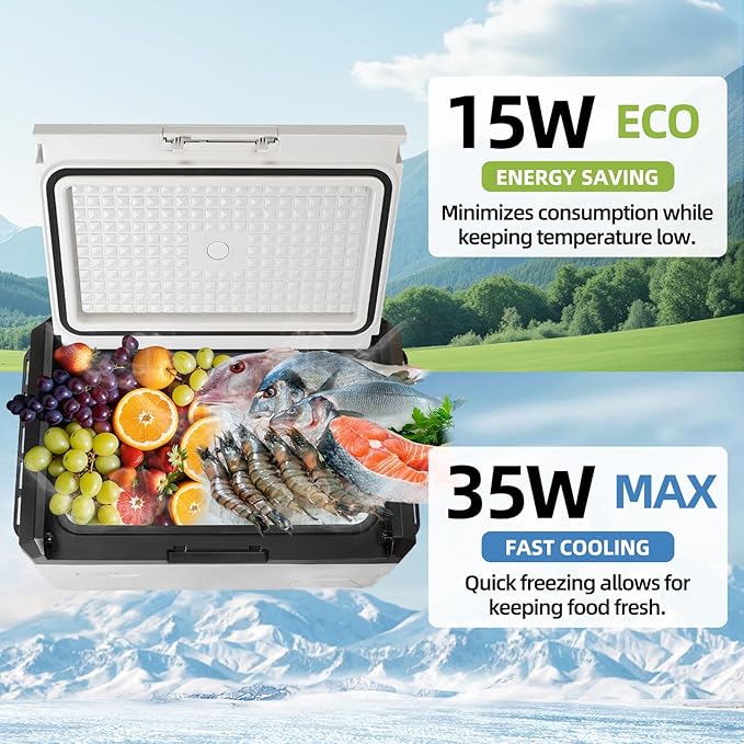 12V Car Refrigerator, 22QT Portable Freezer Compressor Cooler with Reversible Door, 100–240V AC / 12V / 24V DC Powered, for Truck Van RV Camper SUV Travel Camping Road Trips Tailgating,-4℉-50℉