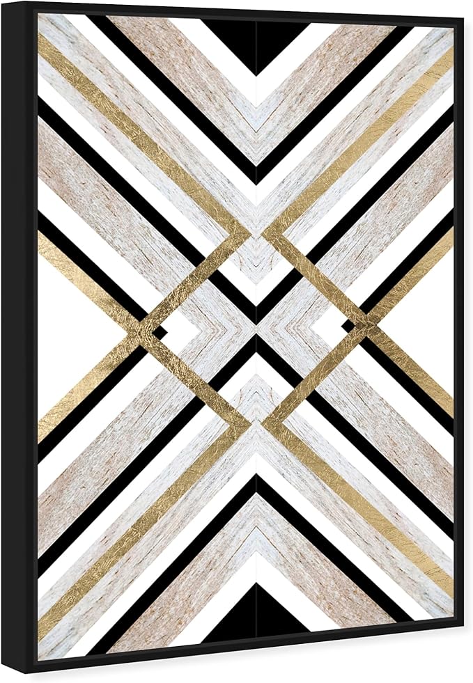The Oliver Gal Artist Co. Abstract Framed Wall Art Canvas Prints 'Earthy Lux' Geometric Home Décor, 20" x 30", Brown, Gold
