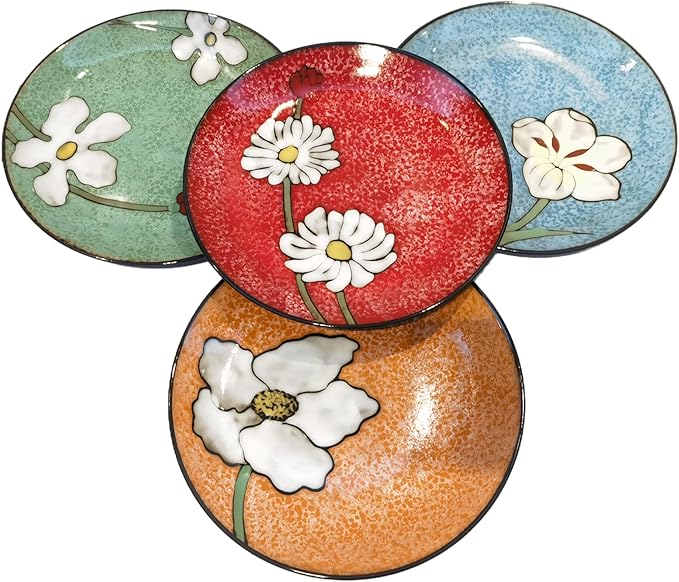 Ceramic Plates For Kitchen, 11 In - Plates Set of 4 - For Salad,Pizza,Bread, Sushi, Pasta,Appetizer, Serving etc - Dishwasher, Microwave, and Oven Safe - For Breakfast, Lunch and Dinner (11 Inch)