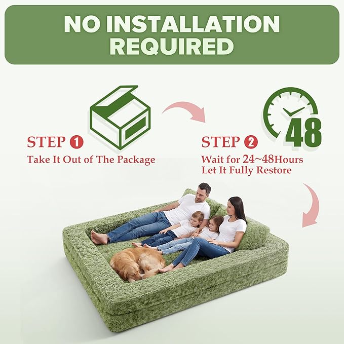 HABUTWAY Convertible Sofa Bed,3-in-1 Folding Futon Sofa Bed with Pillow, Foldable Sleeper Sofa Bed with Removable Cover,Plush Boneless Floor Chair Couch Lounge for Living Room,(Queen,Green)