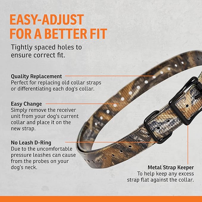 SportDOG 3/4-Inch Collar Strap - Waterproof Replacement Strap for Rugged Outdoor Use - Adjustable Collar with High Visibility - Camo