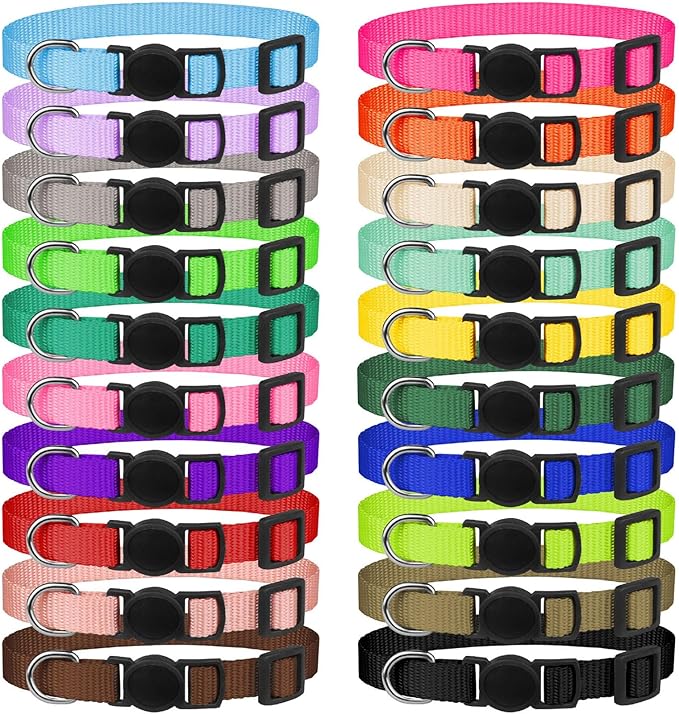 20 Pack Puppy Collars for Small Puppies Litter Safety Buckle Soft Nylon Whelping Collars Newborn Puppy Collars for Litter Puppies Collars(S)