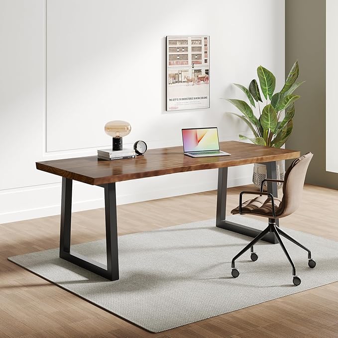 Solid Wood Computer Desk 55-inch Large Office Desk Home Simple Modern Long Desk Study Writing Desk Dining Table for Home Office