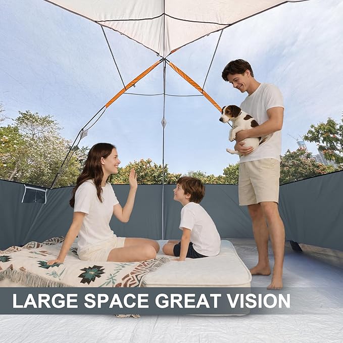 CAMPROS CP Tent 8 Person Camping Tents, Waterproof Windproof Family Tent with Top Rainfly, Large Mesh Windows, Double Layer, Easy Set Up, Portable with Carry Bag, for All Seasons