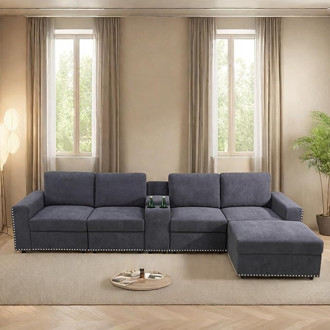 Modular Sectional Sofa Living Room Ottoman, U-Shaped Modern Couches for Living Room, Bedroom, Office