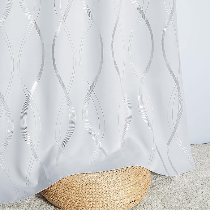 NICETOWN Greyish White Room Darkening Curtain Panels - Window Treatment Thermal Insulated Grommet Room Darkening Curtains/Drapes for Bedroom (2 Panels, 52 by 63, Greyish White)