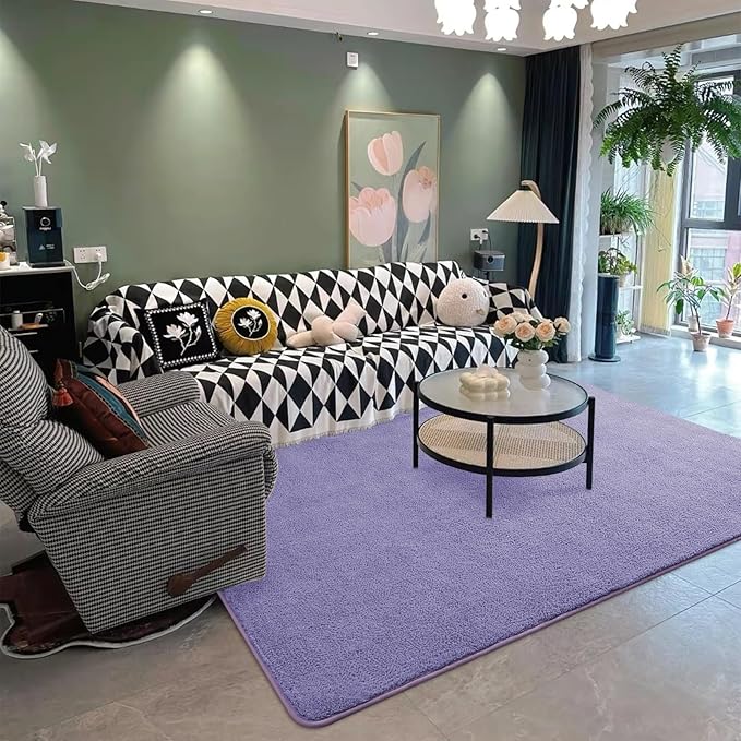 DweIke 4x6 Purple Area Rugs for Bedroom, Super Soft Living Room Rug, Thickened Memory-Foam Throw Carpet, Non-Slip and Washable Carpets for Kids Boys Girls Room Dorm Nursery Home Decor