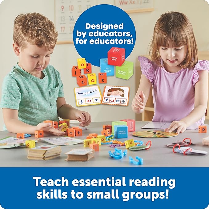 Learning Resources Skill Builders Kindergarten Reading Small Group Kit, Learn to Read Flash Cards, Phonics Preschool Activities, School Supplies, Classroom Must Haves, Montessori Toys