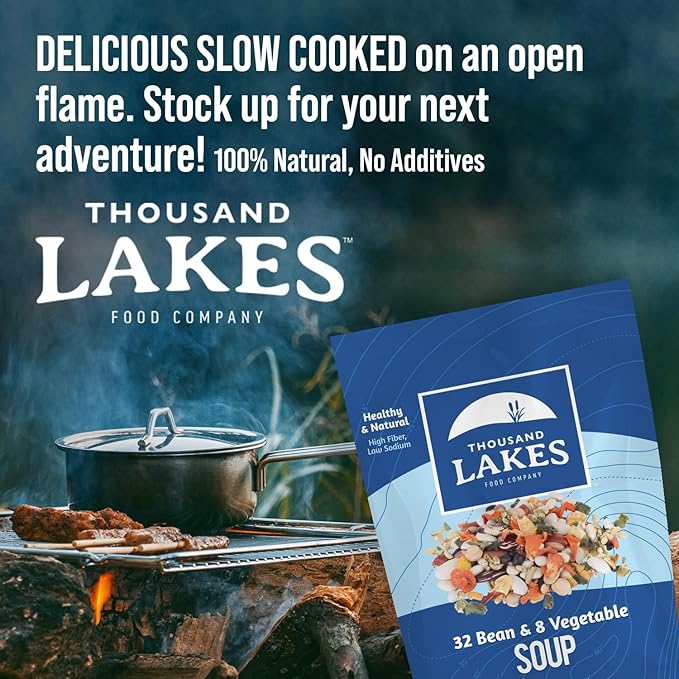 Thousand Lakes 32 Bean and 8 Vegetable Dry Soup Mix - 2-pack 16 ounces (2 pounds total) | Low Sodium | No Fat | High Fiber | 40+ Servings | Vegan