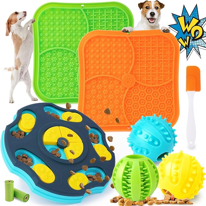 9 Pack All-Around Dog Puzzle Toy Set -Mentally Stimulating Dog Enrichment Toys for Small to Medium Smart Dogs, Includes Dog Lick Mat with Suction Cups
