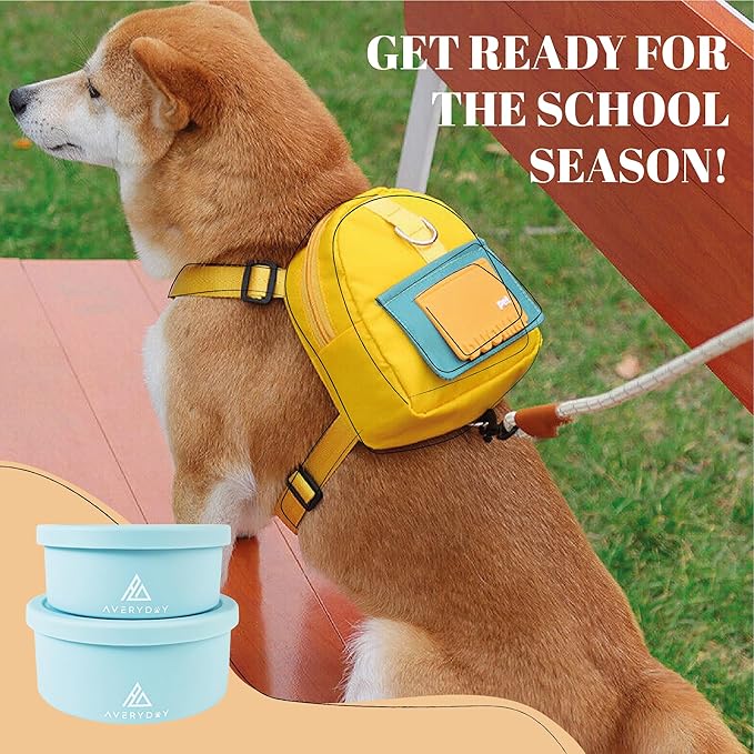 AVERYDAY 30 Oz Travel Dog Bowls with Lids, 2-in-1 Portable Pet Bowls for Food and Water, Leakproof Travel Dog Food & Water Bowl for Outdoor, Camping, Travel Dog Feeding Bowl, Daycare Pet Bowls