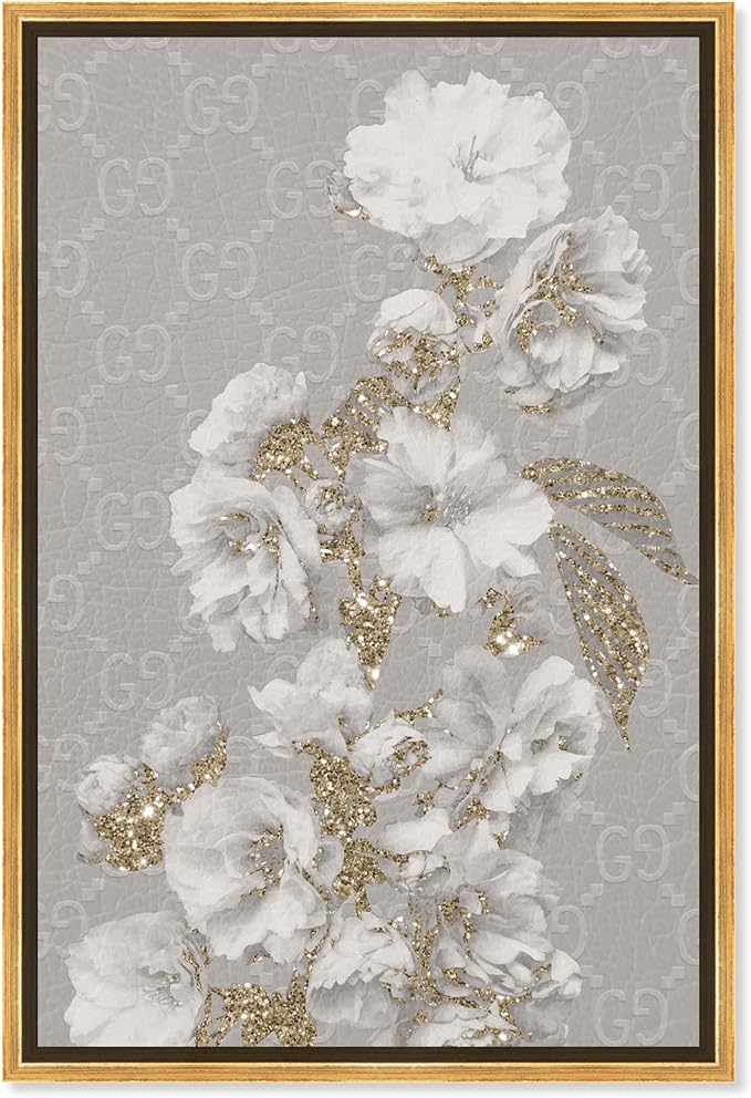 Art Remedy Floral in Classic Fashion Canvas Delicate Farmhouse Wall Art, Gold Frame, 30" x 45"