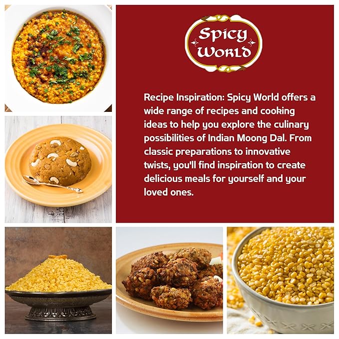 Spicy World Indian Moong Dal - 4 lbs | Premium Split Dry Beans | 100% Natural & Pure | Versatile & Nutritious Legume | Golden Lentils for Delicious Recipes
