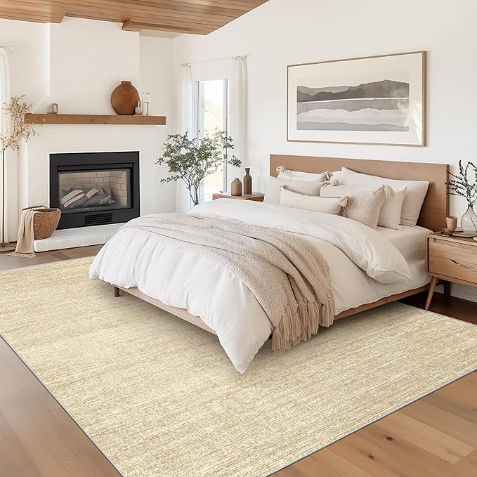Valenrug Washable Rug 8x10 - Stain Resistant 8x10 Area Rugs for Living Room, Non Slip Backing Printed Rugs for Bedroom, Folable Machine Washable Area Rug (8'x10', Tan)