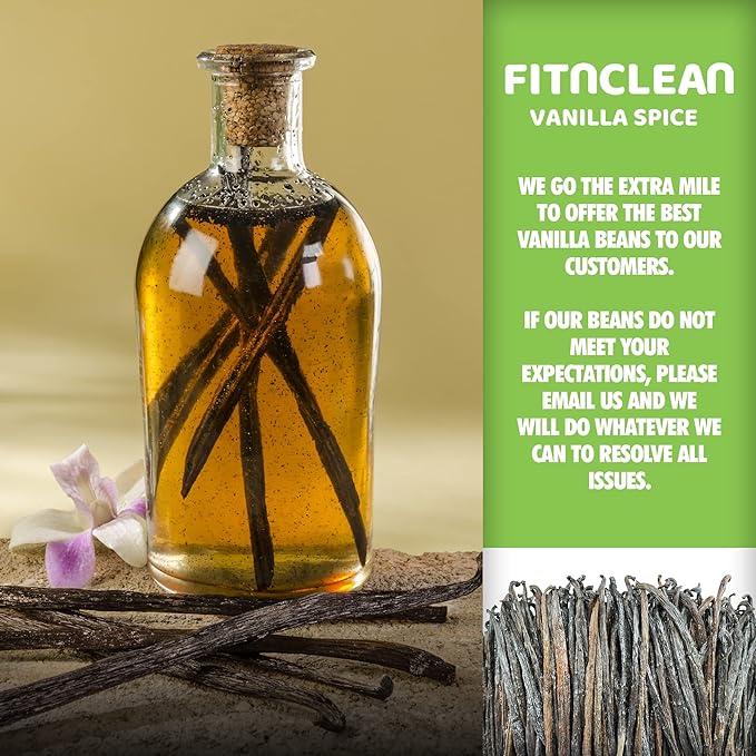 16oz Tahitian Vanilla Beans Grade A. 6"-7" Bulk for Extract, Cooking and Baking by FITNCLEAN VANILLA| 1Lb Fresh Gourment Natural NON-GMO Whole Pods