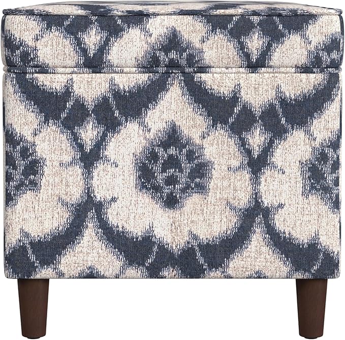 Home Decor | Dinah Collection Modern Storage Ottoman | Ottoman with Storage for Living Room & Bedroom(Blue Medallion Print)