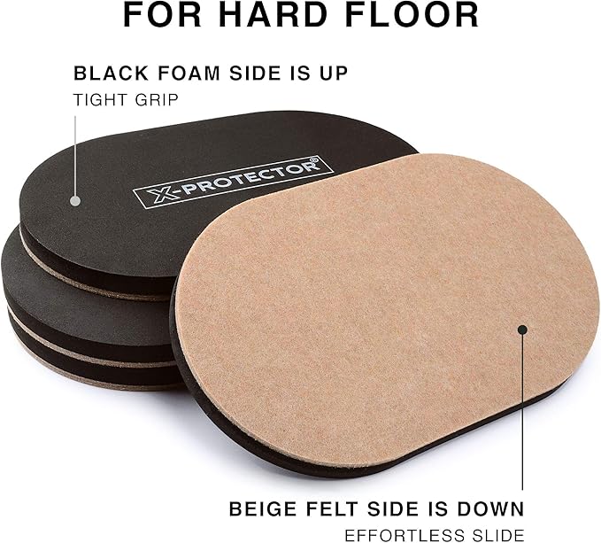 Felt Furniture Sliders Hardwood Floors X-PROTECTOR – 4 PCS 9 1/2 inch Furniture Sliders – Heavy Duty Felt Sliders Hard Surfaces – Move Your Furniture Easily & Safely!
