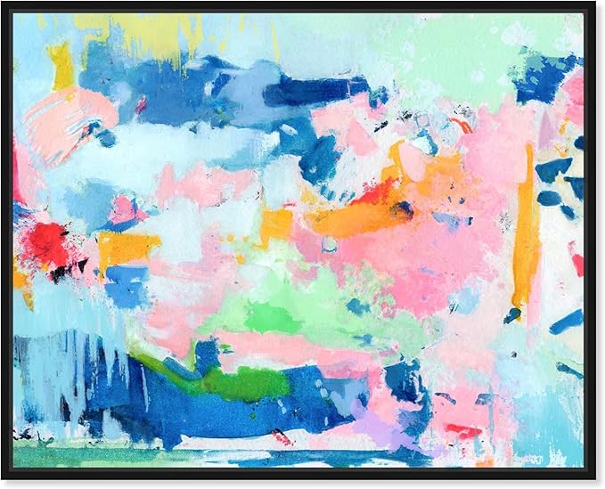 Art Remedy Peaceful Haven Canvas Bright Colorful Abstract Wall Art, Black Frame, 24" x 20"