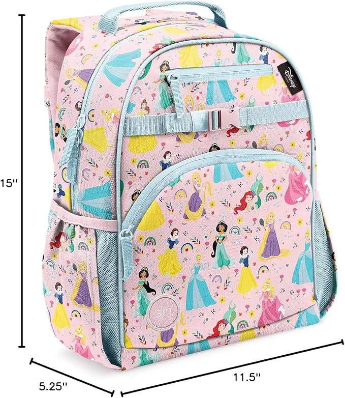 Simple Modern Medium Disney Toddler Backpack for School Girls and Boys | Kindergarten Elementary Kids Backpack | Fletcher Collection | Kids - 15" tall | Princess Rainbows
