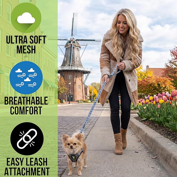 EcoBark Step in Dog Harness Reflective Soft Ultra Padded Mesh Dog Harnesses for XXS, XS, Small, and Medium Dogs and Puppies Eco-Friendly Comfort Secure Halter No Pull Adjustable Pet Vest