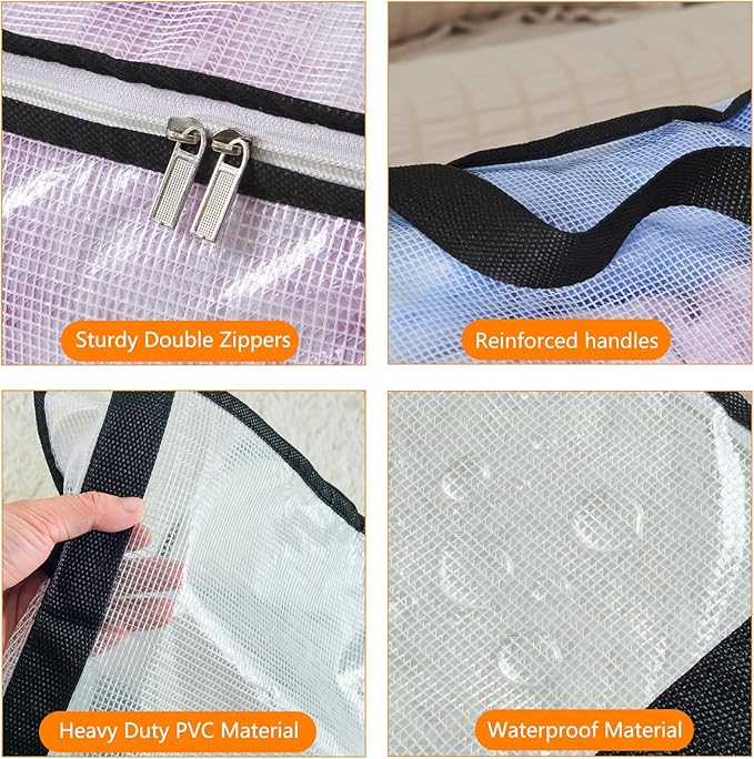 40L Clear Storage Bags for Blanket, Clothes, Comforter, Bedding, Sheet, Pillow - Closet Organizers and Storage Containers, Under Bed Storage Bag with Zipper (Clear, 3 Pack)