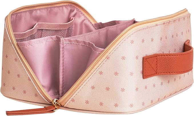 Erin Condren Small Organizer Case, Multi-Purpose Travel Case with Stylish Almond Asterisk Design and Sturdy Vegan Leather Handle, Carry Toiletries, Makeup, Jewelry or Essentials