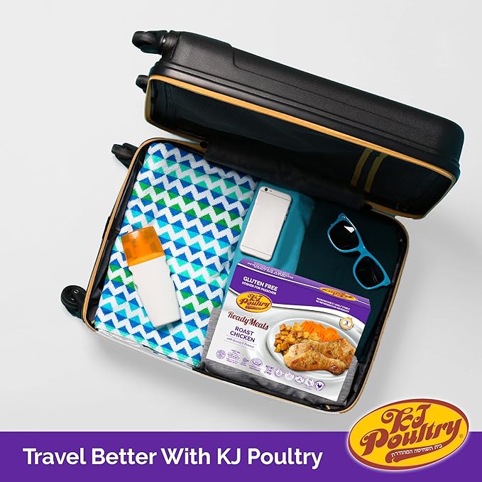 KJ Poultry Kosher for Passover Gluten Free Meals, Roast Chicken with Potato & Carrots, Halal, (12 Pack) Prepared Entree Fully Cooked, Shelf Stable Microwave Dinner, Travel Military Camping