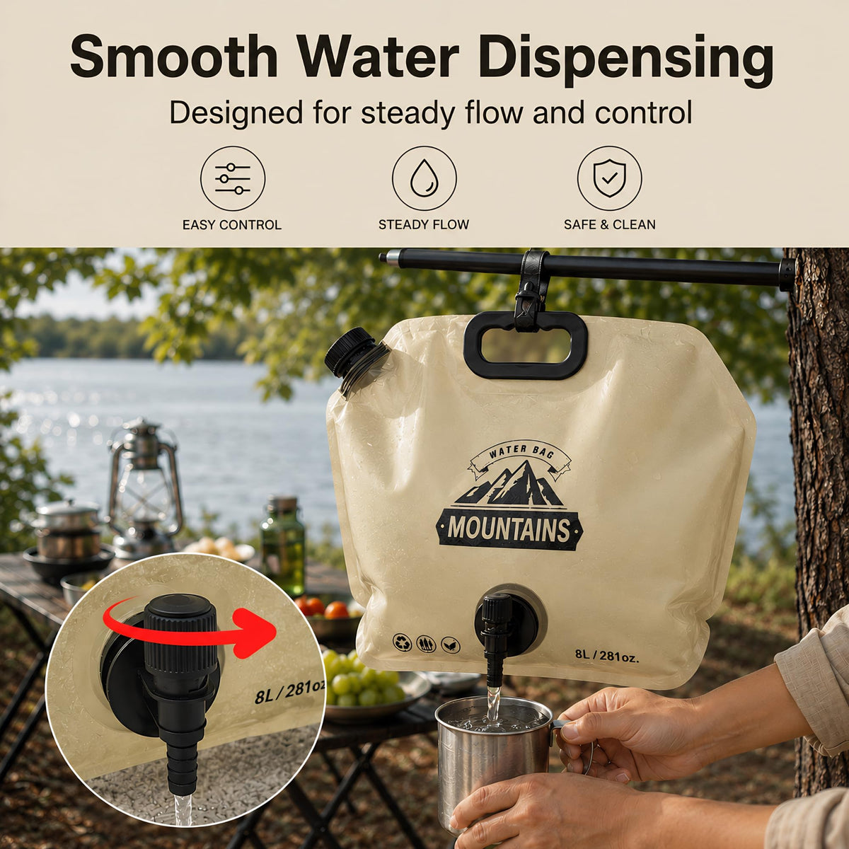 MIAJO Collapsible Water Container Portable Water Jug with Spigot for Camping, Foldable Hiking Gear, Leakproof Liquid Carrier for Hiking, Travel, Emergency Preparedness, Outdoor Use (4 Pack 2 Gallon)