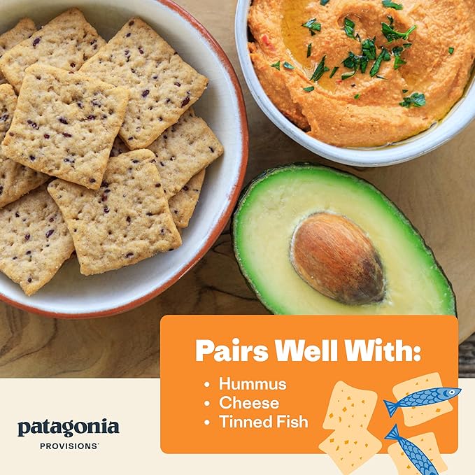 Patagonia Provisions Organic Toasted Cheeze Crackers (6 Pack) – 3g Plant Protein Per Serving – Made with Wheat Flour & Sea Salt – Non-GMO, No Added Sugar - Crispy & Crunchy